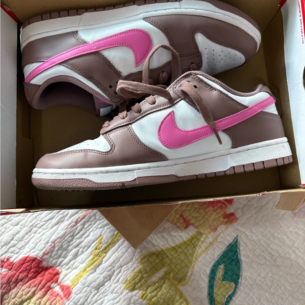Nike Dunk Low Sneakers - Pink and Brown